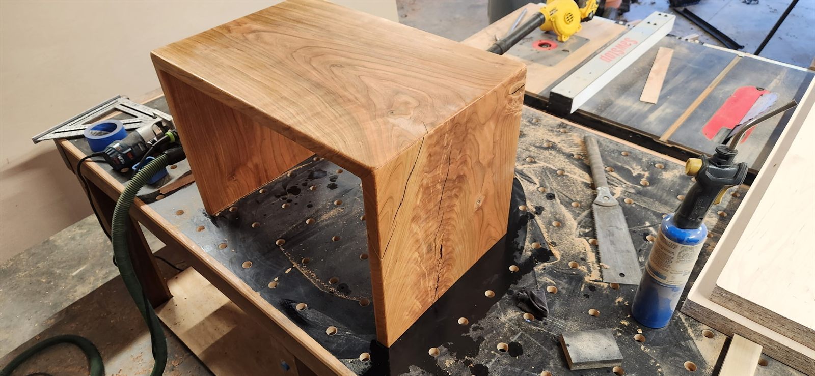 Cherry waterfall end table before finishing
