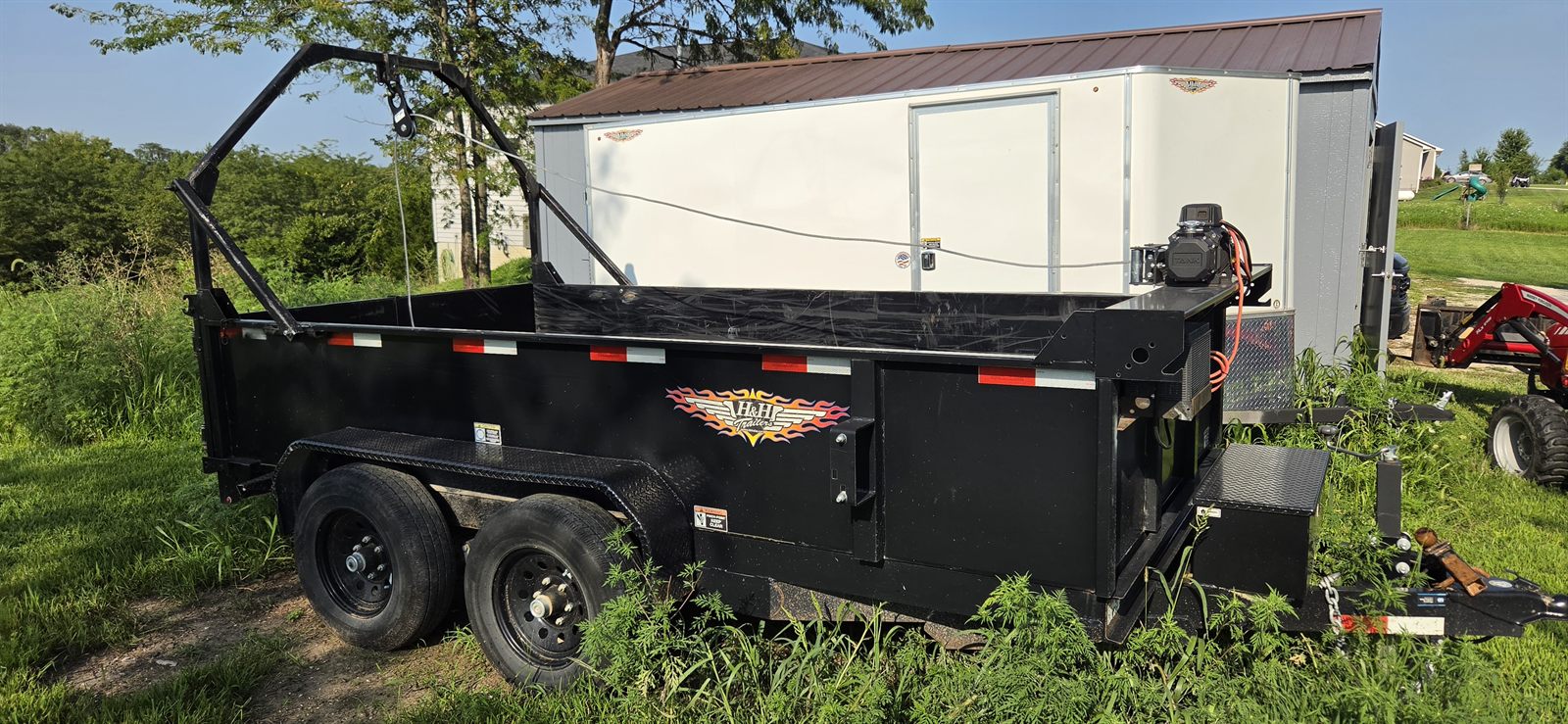 Dump trailer used for lumber pickup and delivery in Warren County, Iowa