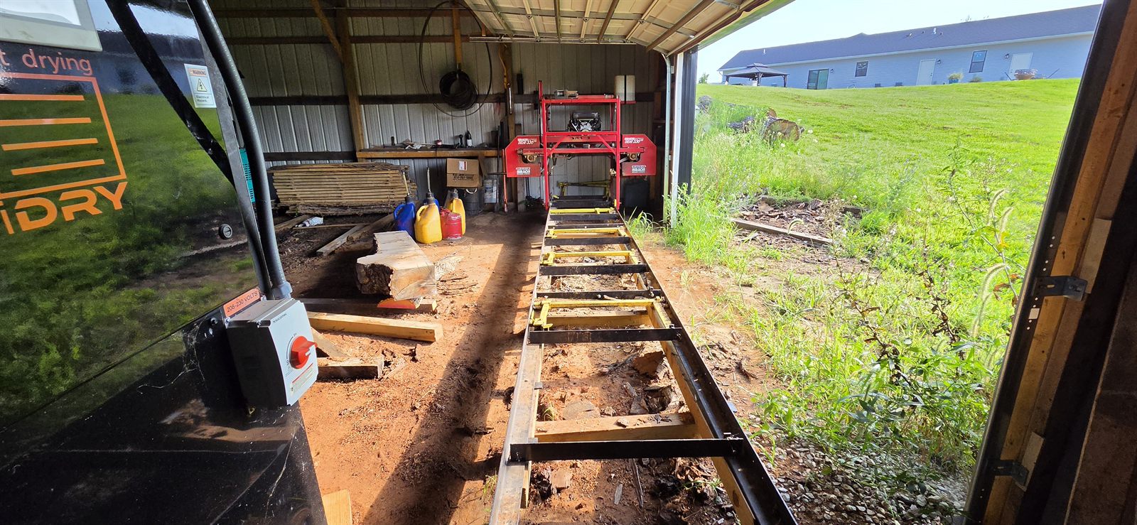 Indianola Sawmill mill shed, band mill and track